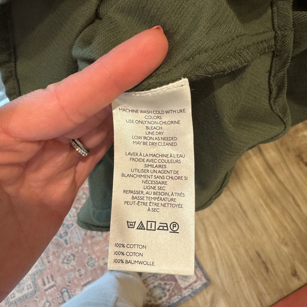 Olive Green Corduroy Puff Sleeve with Pockets Zip-Front Dress - Picture 6 of 9